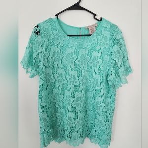 Philosophy lace seafoam blouse